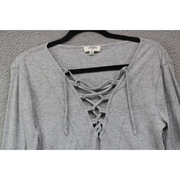 Umgee Long Sleeve Waffle Knit Lace-UpTunic Top-Size Small-Boho - Picture 5 of 10